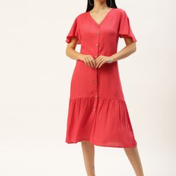 BRINNS Red A-Line Midi Dress-image-17