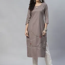 LAAKHI Women Brown Ethnic Motifs Embellished Keyhole Neck Kurta-picture-24
