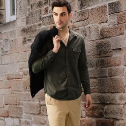 Roadster Men Olive Green Sustainable Casual Shirt-image-50