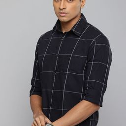 Flying Machine Slim Fit Windowpane Checks Pure Cotton Casual Shirt-image-57