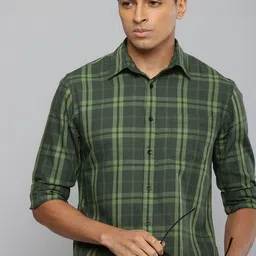 Flying Machine Slim Fit Tartan Checked Pure Cotton Casual Shirt-image-98
