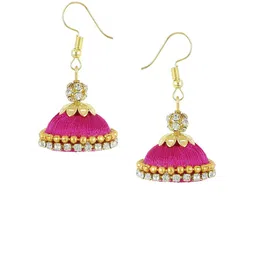 AKSHARA Pink Dome Shaped Handcrafted Jhumkas-image-79