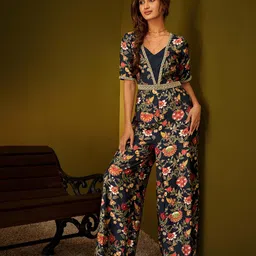 DRESOUL Floral Printed V-Neck Basic Jumpsuit-52