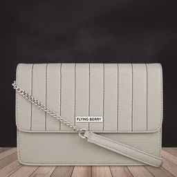 FLYING BERRY Grey Textured PU Structured Sling Bag-picture-9