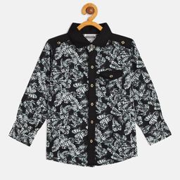 TONYBOY Boys Black Premium Floral Printed Pure Cotton Casual Shirt-image-95
