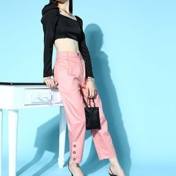 plusS WORX Women Pink Solid Y2K Cargo Trousers-image-78