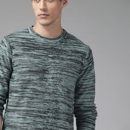 Roadster Men Grey & Black Colourblocked Pullover-image-65
