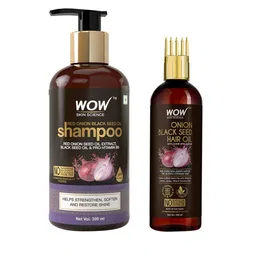 WOW SKIN SCIENCE Set of Onion Black Seed Hair Oil with Comb Applicator & Shampoo-6