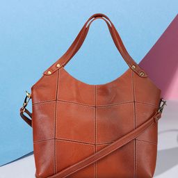GENWAYNE Women Brown Solid Leather Handheld Bag-19