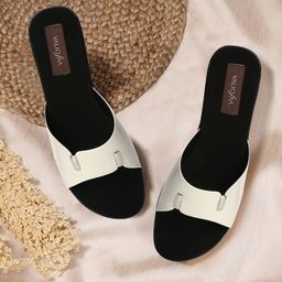 VALIOSAA Women Off-White Textured Comfort Heels-9