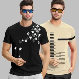 TRIPR Men Pack of 2 Graphic Printed Round Neck T-shirt-picture-13