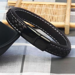 KARISHMA KREATIONS Unisex Leather Braided Bracelet With Stainless Steel Clasps-image-90