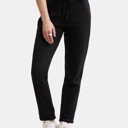 Jockey Women Super Combed Cotton Relaxed Fit Trackpants with Zipper Pockets - U110-picture-0