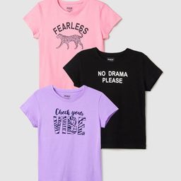 max Girls Typography 3 Printed Applique T-shirt-image-51