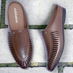 rishXation Men Ethnic Leather Fisherman Sandals-image-81