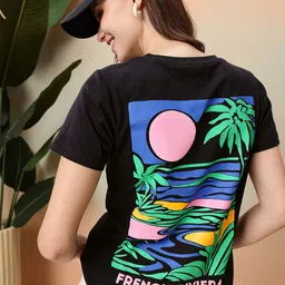 Mast & Harbour Graphic Printed Pure Cotton T-shirt-picture-37