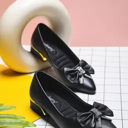 DressBerry Women Textured Synthetic Leather Pumps with Bows-8