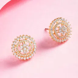 Peora Gold-Plated Cubic Zirconia Circular Studs-17