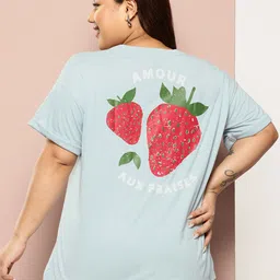 Sztori Plus Size Printed Drop-Shoulder Sleeves T-shirt-image-28