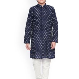 Jeetethnics Boys Navy Blue & White Printed Kurta with Pyjamas-53