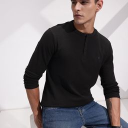 INVICTUS Henley Neck Self-Design Pure Cotton T-shirt-image-43