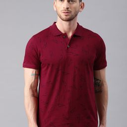 Kryptic Men Geometric Printed Polo Pure Cotton T-shirt-image-60