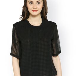 Gipsy Women Black Self-Checked Top-image-33