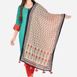 Dupatta Bazaar Beige & Pink Printed Dupatta-13