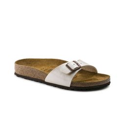 Birkenstock Women White Solid Madrid Birko-Flor Open Toe Narrow Width Flats-19