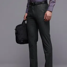 Louis Philippe Men Checked Super Slim Fit Formal Trousers-image-33