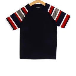 LAdore Unisex Kids Navy Blue Striped Round Neck T-shirt-image-77
