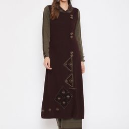Zigo Winter Wear Women Maroon Embroidered Kurta with Palazzos-image-83