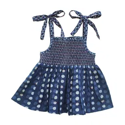 My Little Lambs Girls Blue Printed Pinafore Dress-image-9