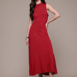 MANGO High-Neck Midi A-Line Dress-image-10