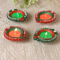 Aapno Rajasthan Set Of 4 Handcrafted Wax Filled Big Terracotta Diyas-image-20