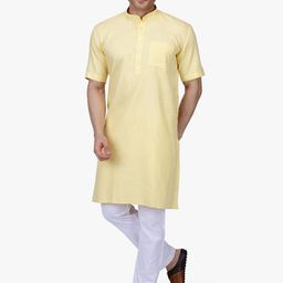 RAJUBHAI HARGOVINDAS Men Cream-Coloured Solid Straight Kurta-12