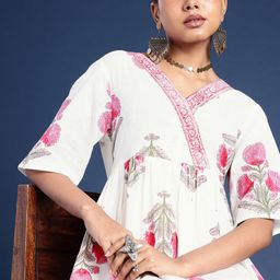Taavi Sanganeri Folk Floral Printed Pure Cotton Ethnic Dress-image-46