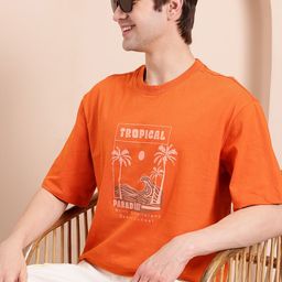 Mast & Harbour Printed Tropical Pure Cotton T-shirt-image-7