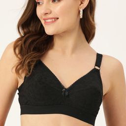 DressBerry Black Floral Embroidered Bra-48