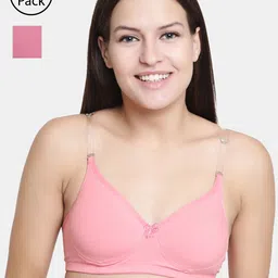 Floret Pack of 2 Solid Non-Wired Lightly Padded T-shirt Bras-picture-21