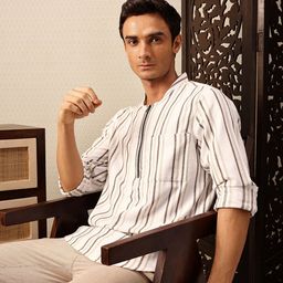 House of Pataudi Striped Rozana Kurta-picture-27