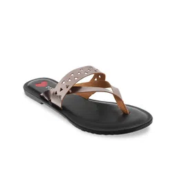 Metro Women Grey Solid T-Strap Flats-image-47