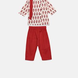 Tutus By Tutu Boys White & Red Ikat Print Kurta with Pyjamas-image-13