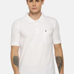 Dollar Men White Solid Polo Collar T-shirt-image-75