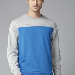 Park Avenue Men Blue Colourblocked Sweatshirt-picture-36