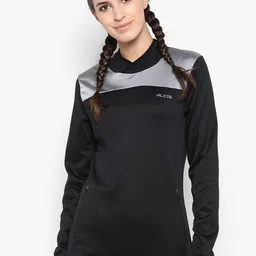 Alcis Women Black & Silver-Toned Colourblocked Sweatshirt-image-16