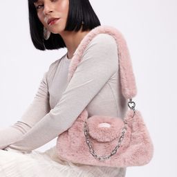 DressBerry Structured Shoulder Bag With Fur-52