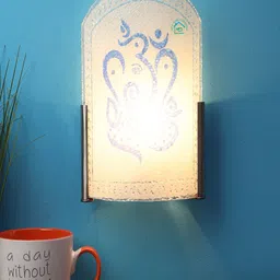 MFD HOME FURNISHING White & Blue Printed Flush Mount with Bulb-image-23
