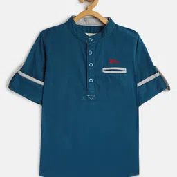 TONYBOY Boys Teal Blue Regular Fit Solid Casual Shirt-image-89