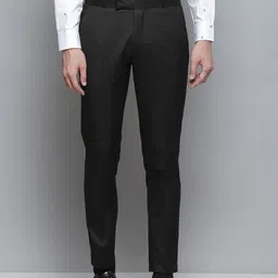 DENNISON Men Black Smart Tapered Fit Trousers-picture-30